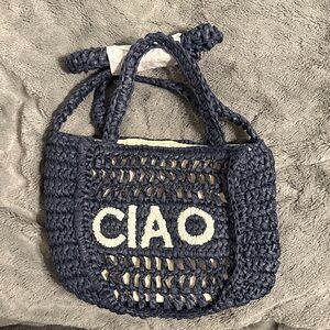 Universal Thread Navy Crochet Crossbody Bag with 'CIAO'